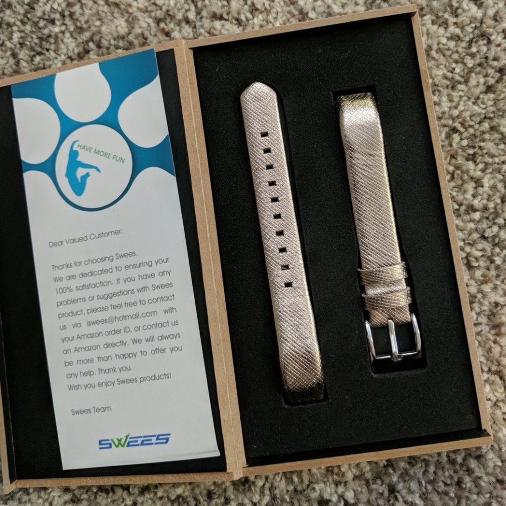 Gold Leather Fitbit Band